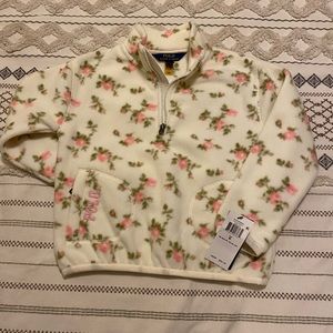 Ralph Lauren Girls floral fleece quarter zip pullover size 6